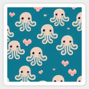 Octopus Swimming in an Ocean of Love - Super Cute Colorful Cephalopod Pattern Sticker